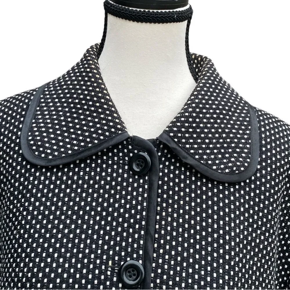 𝅺GERRY WEBER, vintage,BLACK & WHITE WOVEN PETER PAN COLLAR LINED BLAZER.SIZE 14 - Picture 2 of 11